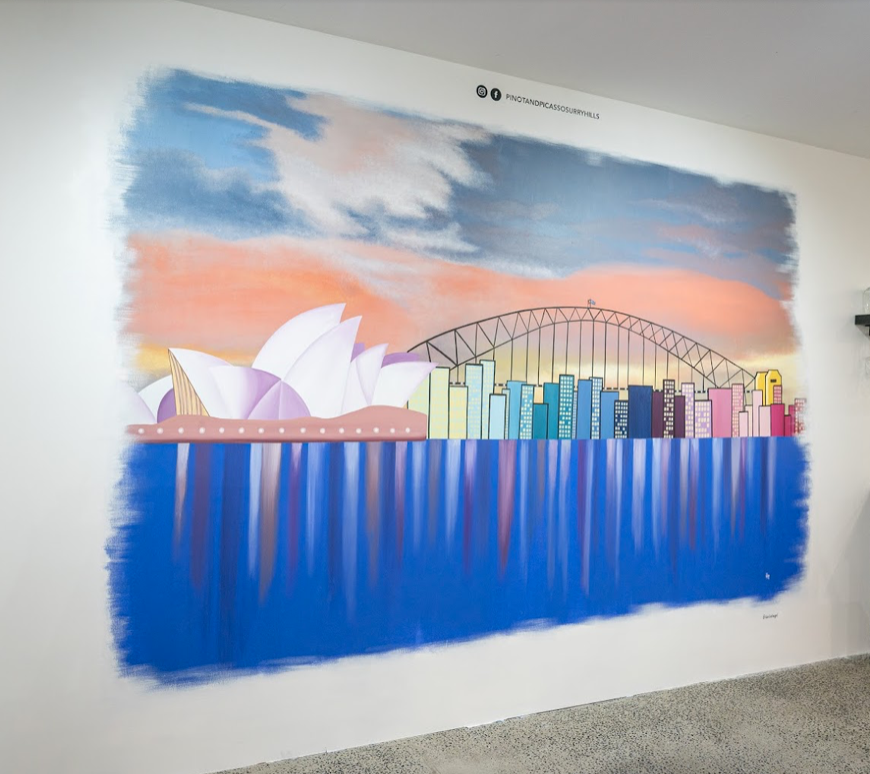 Sydney Harbour mural artwork in Surry Hills studio