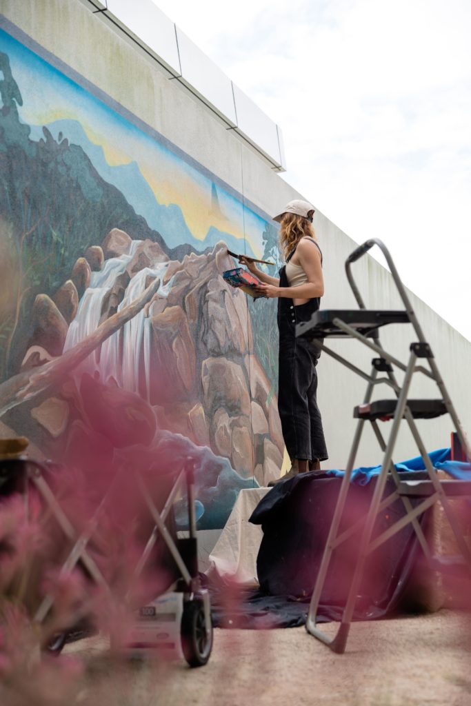 Mural artist OWLET shot by Michael Rhodes during a recent project for Mackay hospital's mental health ward. Famous street artists, such as OWLET is inspired by the Australian landscape and it is directly reflected in her work! 