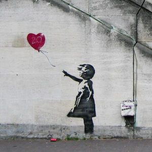 Love is in the Air (Banksy Flower Thrower), Banksy - 2003 / Girl with a Balloon, Banksy - 2002, Artsy