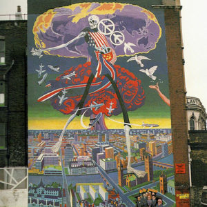 Brian Barnes' anti-war murals London (then and now), FatCap