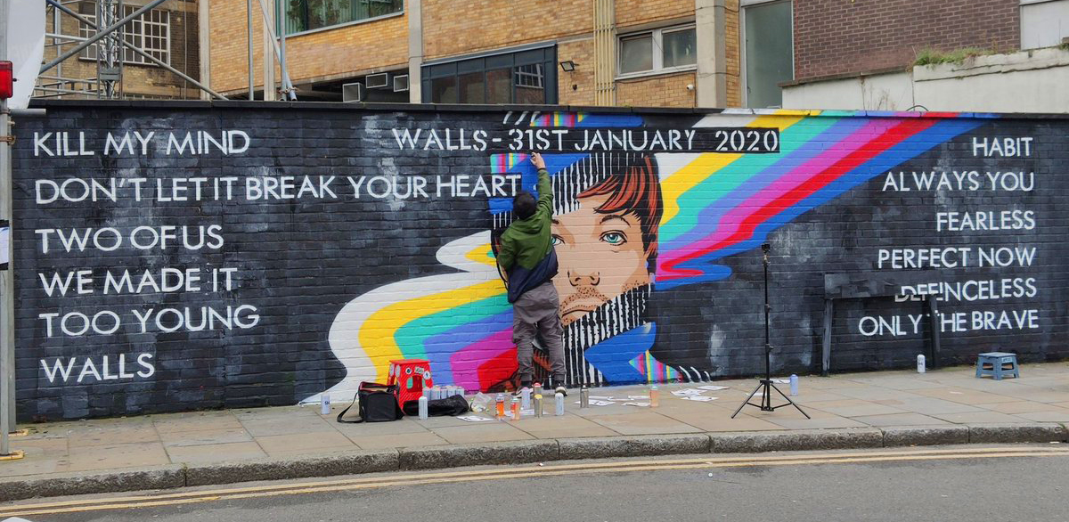 Louis Tomlinson Album Launch Mural Painting on Brick Lane, London