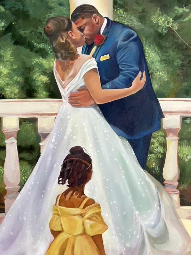 Live wedding paintings of a couple