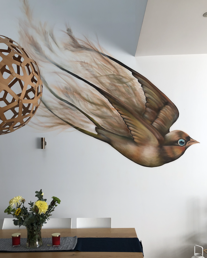Bird flying mural
