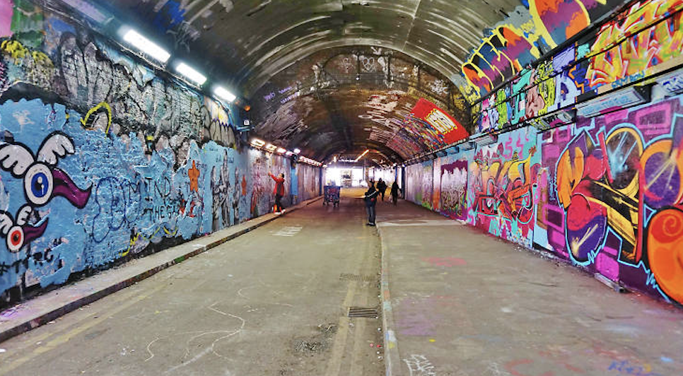 secret tunnel of graffiti in london