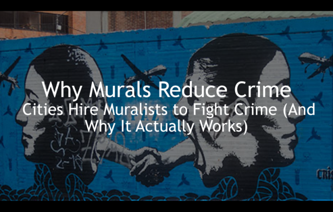 Urban mural preventing vandalism and reducing crime in city neighborhood